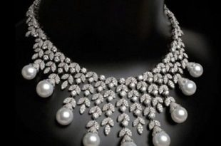 Pearl & Diamond Bib Necklace by Arzano Jewellery .