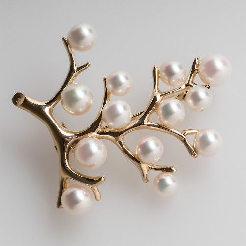 Mikimoto Pearl Tree Brooch Pin … | Antique jewelry, Vintage .