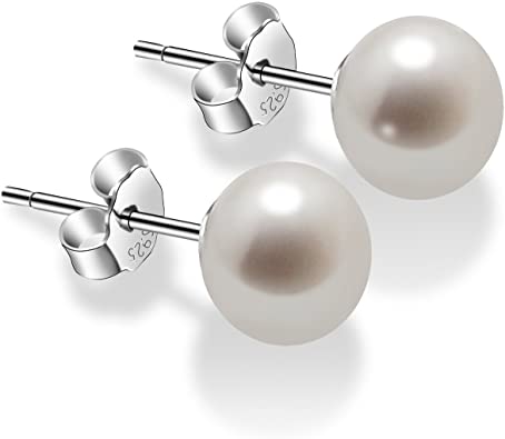 Amazon.com: Pearl Earrings for Women 7-8mm Freshwater Cultured .