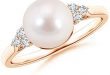 Amazon.com: Akoya Cultured Pearl Ring with Trio Diamonds (8mm .