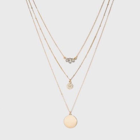 SUGARFIX By BaubleBar Embellished Layered Pendant Necklace - Gold .