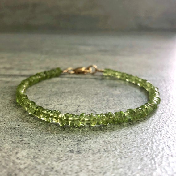 Green Peridot Bracelet 14 K Gold Filled Jewelry Natural | Et