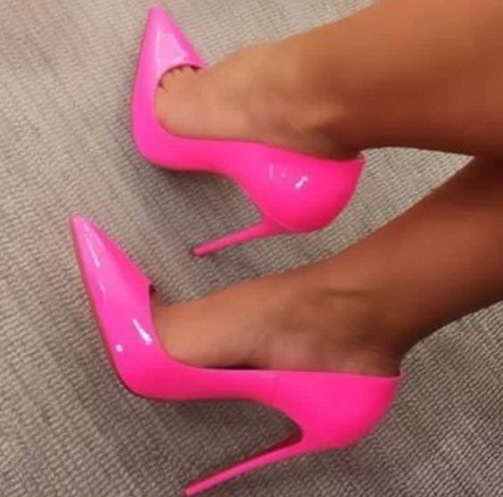 Hot Selling Rose Pink Patent Leather High Heel Woman Shoe 2019 .