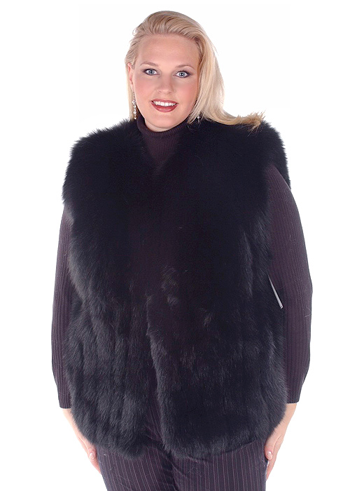Black Fox Fur Vest – Plus Size | Madison Avenue Mall Fu