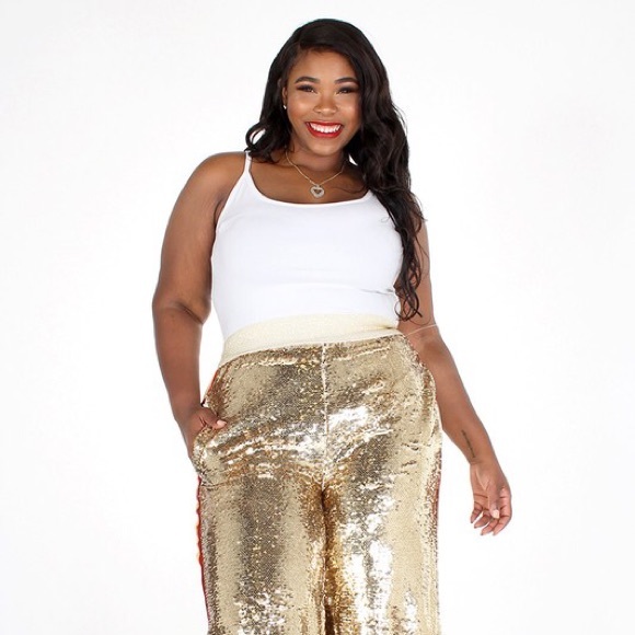 The Kurve Shoppe Pants | Gold Sequin Plus Size 2x | Poshma