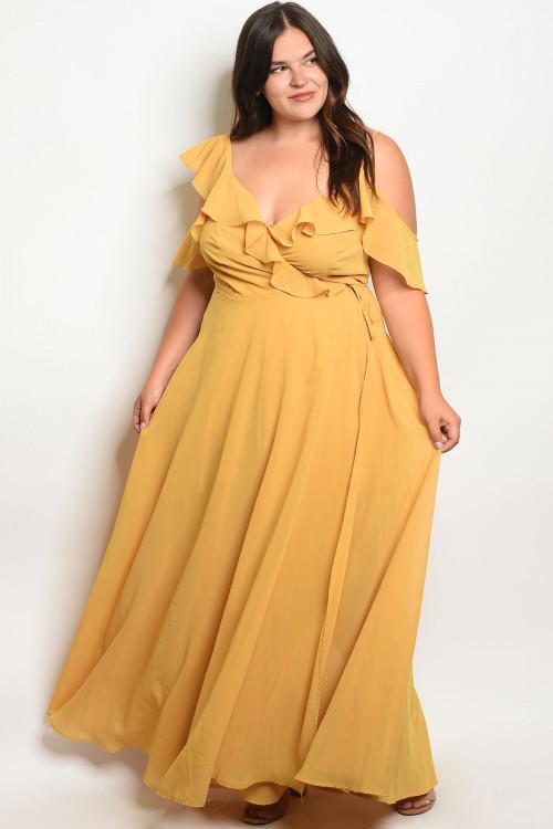 Yellow Ruffled Plus Size Wrap Dress Maxi Dress – Diva's Plus Size .