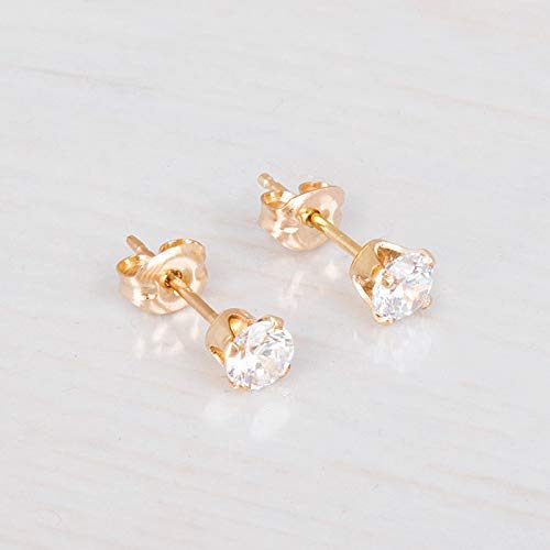 Amazon.com: Gold Filled Zircon Diamond Stud Earrings - Small CZ .