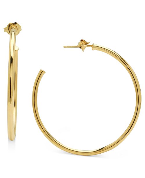 Italian Gold Polished Post Hoop Earrings in 14k Gold & Reviews .