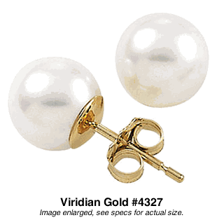 6-8MM Akoya Pearl Post Earrings in Yellow Gold #43