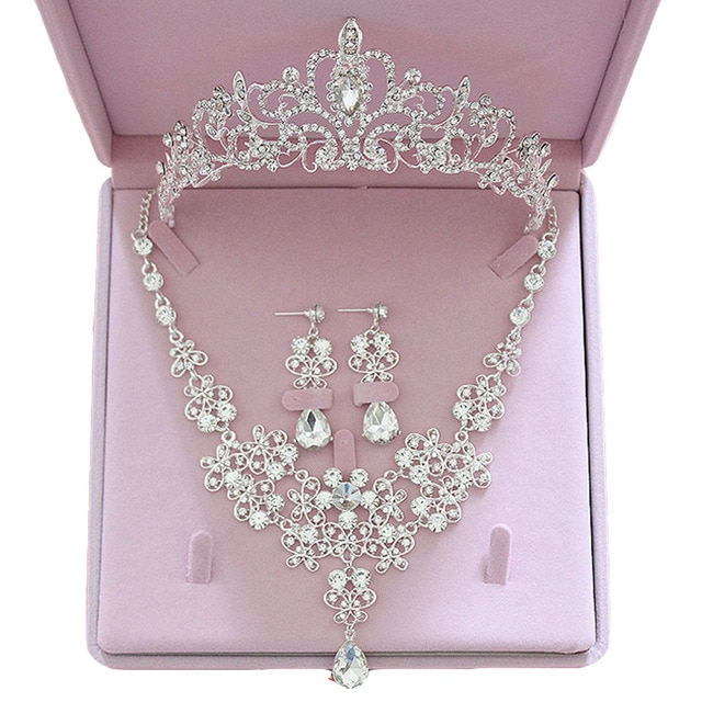 Fashion Crystal Wedding Bridal Jewelry Sets Tiara Crown Earring .
