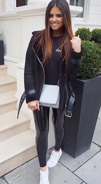 Cutie in black PVC Leggings | Outfits with leggings, Wet look .