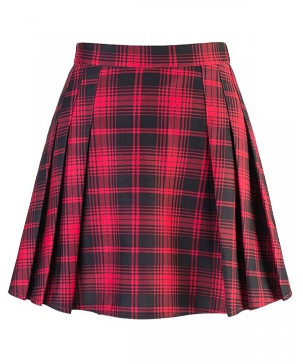 Women's Plaid Skirt - Red & Black - CE187KHAO