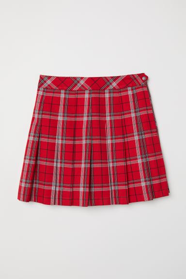 Pleated Skirt - Red/plaid - Ladies | H&M