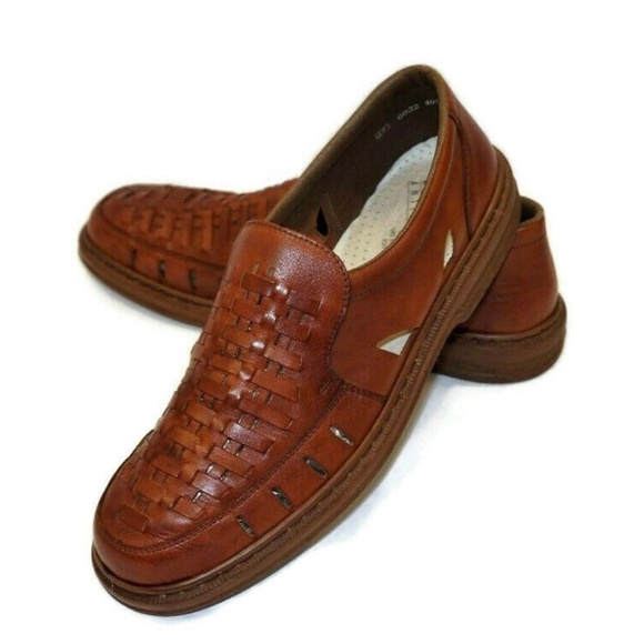 Rieker Shoes | Antistress 13 Brown Woven Leather Loafers | Poshma