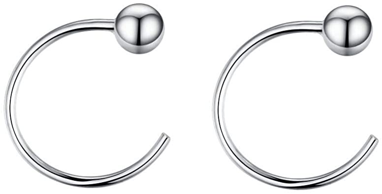 Amazon.com: 3mm Ball Half Small Piercing Hoop Studs Earrings for .
