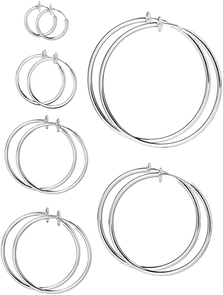 Amazon.com: Mudder 6 Pairs Multisize Fake Earrings Hoop Non .