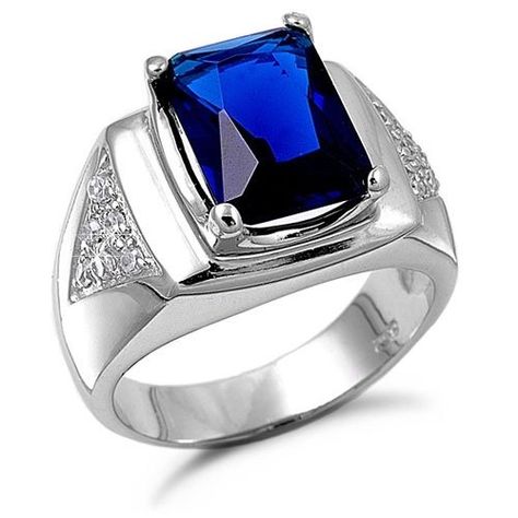 blue saphire rings for mens (With images) | Mens silver rin