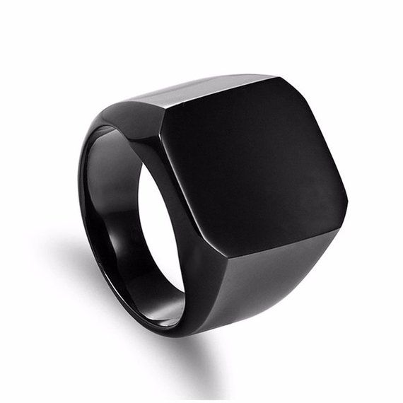 Mens Black Stainless Signet Ring | Mens Rings | Rings for Men .