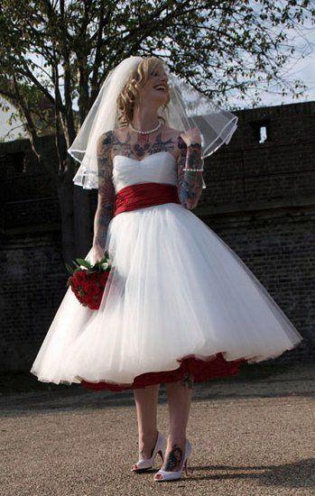 1950s Wedding Dress,Tea Length Wedding Dress,Rockabilly Wedding .