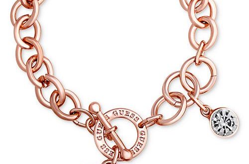 GUESS Rose Gold-Tone Link Charm Bracelet & Reviews - Bracelets .