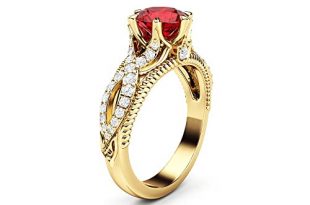 Amazon.com: Ruby Engagement Ring Vintage Engagement Ring 14K .