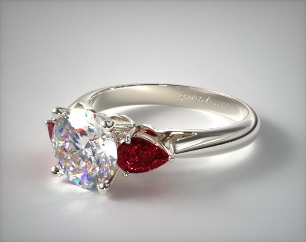 Three Stone Pear Shaped Ruby Engagement Ring | Platinum | 1115