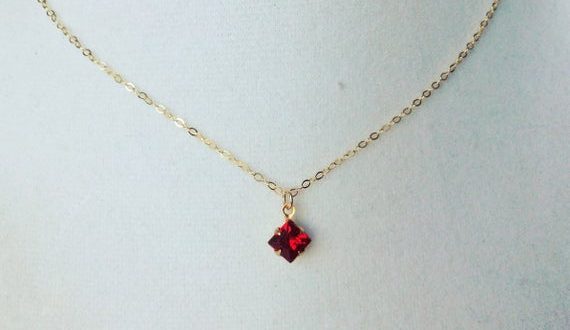 Ruby necklace ruby pendant necklace ruby jewelry tiny | Et
