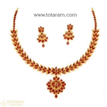 22K Gold Rubies & Emeralds Sets -Indian Gold Jewelry -Buy Onli