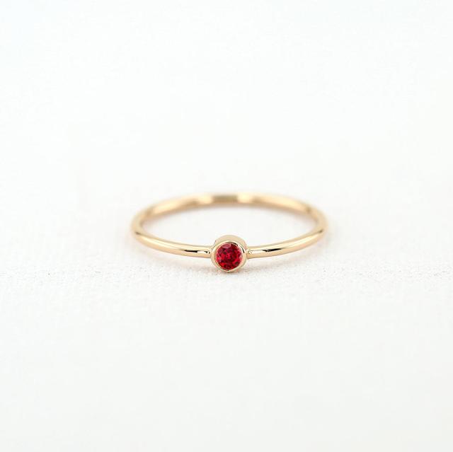 Rose Gold Ruby Ring / 14k Rose Gold Single Ruby 0.08ctw Engagement .
