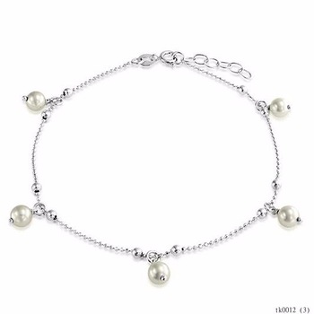 Silver Charm Pearls Anklet For Woman - Buy Pearls Anklets For .