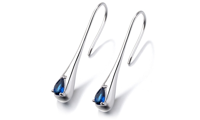 Up To 76% Off on Silver Sapphire Drop Earrings | Groupon Goo