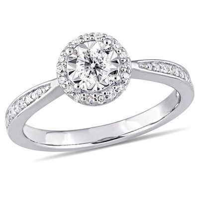 1/3 CT. T.W. Diamond Frame Engagement Ring in Sterling Silver .
