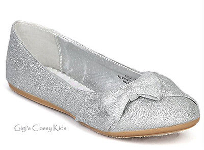 Girls Silver Flats Shoes Toddler Youth Kids Glitter Mary Jane .