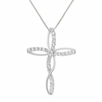 Stainless Steel Infinity Charm Cross Pendant Women's Silver .