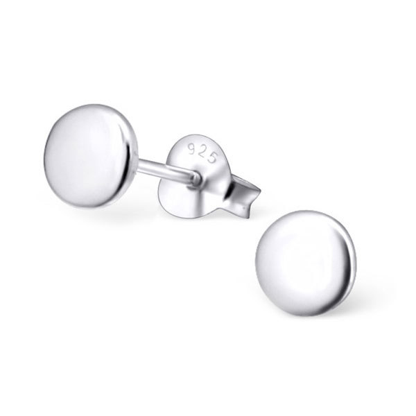7mm Medium Sized Round Disc Silver Stud Earrings - Studio Jewellery