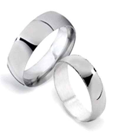 6mm Classic Sterling Silver Matching Couple Wedding Rings .