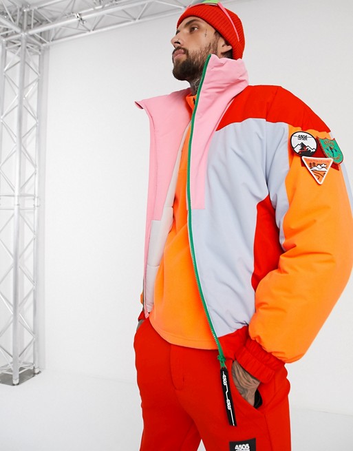 ASOS 4505 retro ski jacket in color block | AS