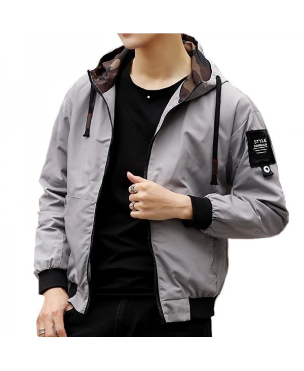 Men's Fashion Casual Spring Jacket - Light Gray - 5O48611625 Size：