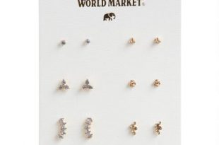 Gold And Glass Stud Earrings | World Mark