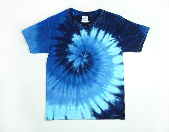 Tie Dye Shirt, Youth Blue Spiral Design, Eco-friendly Dyeing | Tie .
