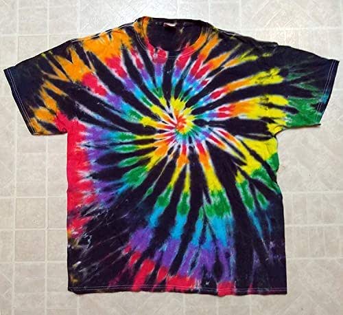Amazon.com: Adult Tie-Dye T-Shirt - Black Rainbow Spiral - 100 .