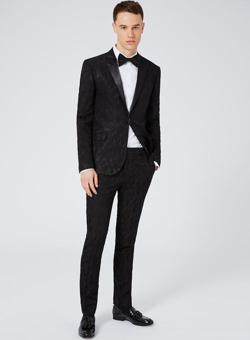Black Jacquard Ultra Skinny Fit Suit - Prom - Suits - TOPMAN (With .