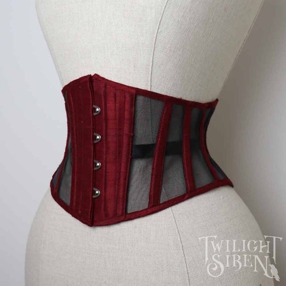 BESPOKE underbust corset / silk and sheer mesh steelboned | Et