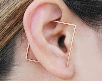 Square Ear Cuff Gold Ear Cuff Square Hoop Earring Geometric | Et