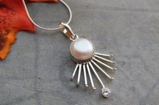 Buy Unique handmade jewelry, Freshwater pearl silver pendant .