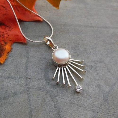 Buy Unique handmade jewelry, Freshwater pearl silver pendant .