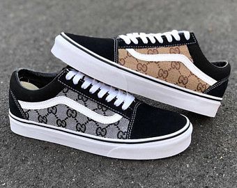 Black/Brown GG Gucci Old Skool Vans Custom (With images) | Fashion .