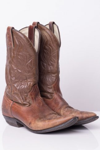 Brown Leather Vintage Cowboy Boots (8) - Ragsto