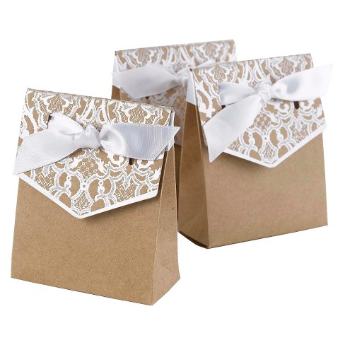 25ct White Lace Silver Wedding Favor Bags - Spritz™ : Targ