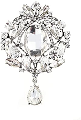 Amazon.com: SHINYTIME Rhinestone Brooch Pin Crystal Fashion Clear .